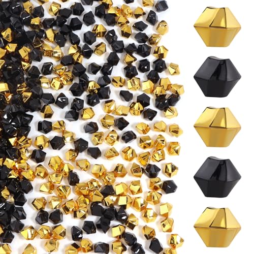 500 Pcs Fake Ice,11 * 14mm,Black Series Acrylic Gems Vase Filler,Plastic Diamonds for Table Decoration DIY Craft Aquarium Display Party Centerpieces. - color: Black Series, size: 11MMx14MM