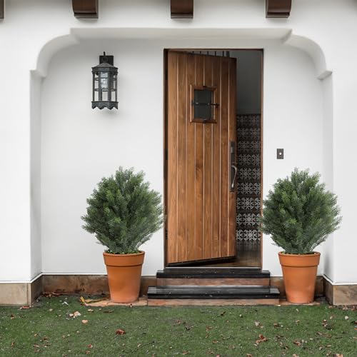 momoplant Artificial Cypress Topiary 39'' Faux Cedar Trees Privacy Screen Planter Set of 2 Artificial Bush Porch Plants Indoor and Outdoor Decor - size: 39 Inch