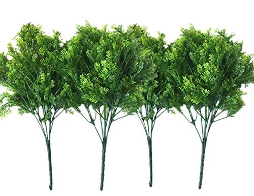 Artificial Shrubs, Plastic Plants Simulation Fake Bushes Wedding Outdoor Indoor Home Garden Verandah Kitchen Parterre Office Table Centerpieces Arrangements Decoration Green 4pcs - color: Crushed Grass / 4pcs