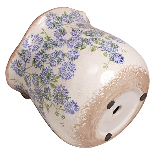 Ceramic Pots for Plants, Vintage Plant Pot with Drainage Hole, 6.11in. Planter for Indoor Plants, Crackle Glaze Finish Flower Pot, Perfect Tuscan Ceramic Planter for Gardening, Antique Blue Meadow - color: Antique Blue Meadow