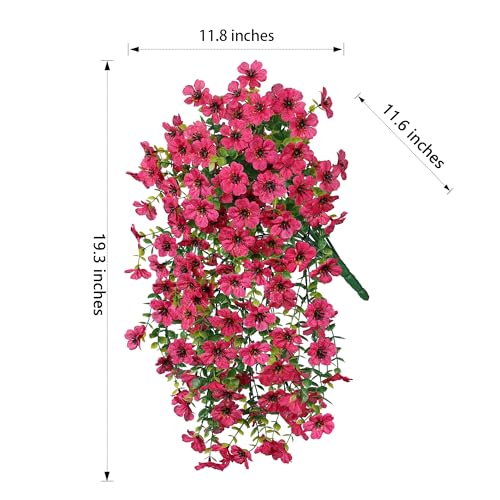 INSPRING Artificial Faux Outdoor Outside Flowers Plants, 2 PCS Fake Silk UV Resistant Look Real Hotpink Daisy Trailing Vines for Front Door Porch Planter Urn Patio Balcony Decoration - color: Hotpink
