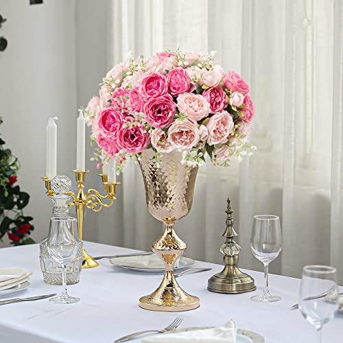 Artificial Peonies Silk Flowers, Pink Faux Peony Bouquet 4 Bundles Florals Arrangements Decor for Farmhouse Home Boho Wedding Table Centerpiece, Fake Plastic Flower Bulk for Vase Decoration (Mix Pink) - color: Mix Pink, size: 4PCS