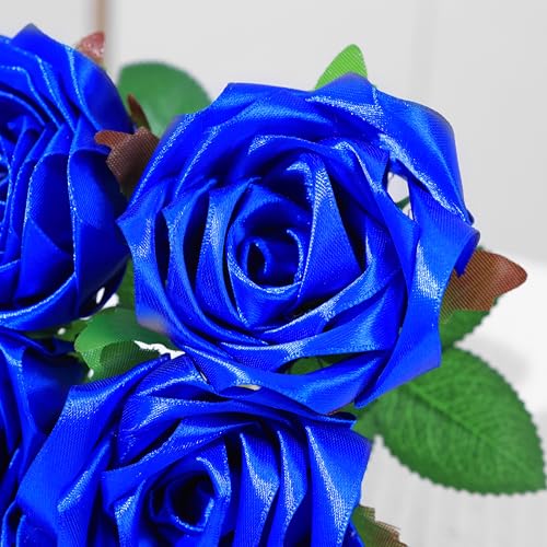 Half-Finished Satin Flower Petals, 100Pcs for DIY Everlasting Roses,Eternal Flowers Bouquets & Floral Art Perfect for Wedding Bouquets, Anniversary (Pre-Made) - color: 100 Pcs Royal Blue