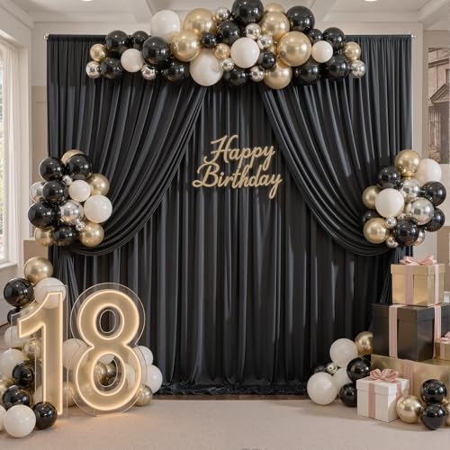 Black Wrinkle Free Black Backdrop Curtains for Parties, Thick Fabric Photo Backdrop Drapes for Birthday Wedding Baby Shower Party Photography Background Backdrop, 10ft x 7ft - color: Black, size: 10ftx7ft