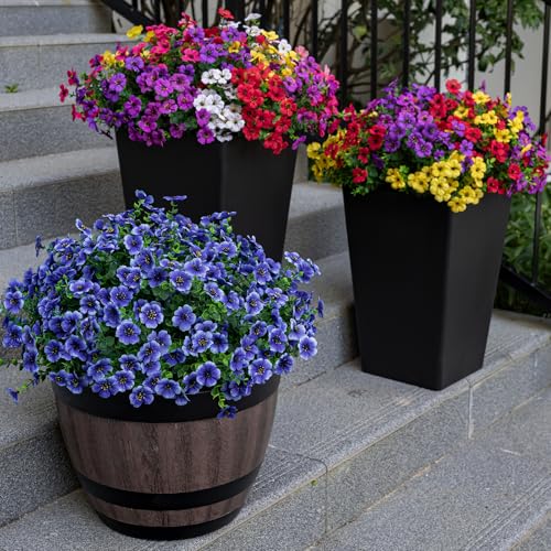 Lnoicy 20 Bundles Artificial Flowers for Outdoor Fake Plants for Spring Decoration,Faux Eucalyptus Flowers for Planter UV Resistant Lifelike for Home Porch Garden（7 Color） - color: 7 Color