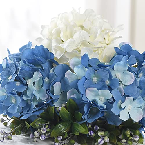 Silk Hydrangea Heads with Stems Artificial Flowers Heads for Home Wedding Decor,Pack of 10 (Sky Blue) - color: Sky Blue