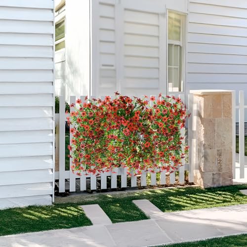 Homsunny Artificial Hanging Flowers Plants for Outdoor Fall Decoration, 2 PCS Fake Silk Daisy Planter UV Resistant Look Real for Outside Patio Porch Home Autumn Decor (Red Brown) - color: Red Brown