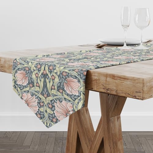 William Morris Vintage Floral Table Runner,Botanical Blue/Pink Farmhouse Rectangular Runner,Elegant Chic Table Runner for Holiday Party,Wedding and Indoor Outdoor Dining Table Decor,13"x72" - color: Vintage Flowers Runner-8