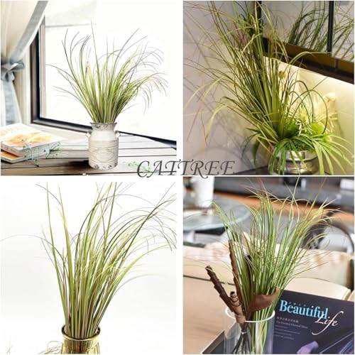 CATTREE Fake Wheat Grass Stem Plants Artificial Greenery Shrubs for Indoor Outdoor Decor Faux Plastic Long Leaves Stems Bushes Office Garden Wedding Party Vase Filler DIY Decorations - Purple 16 Pack - color: Grass - Purple - 16 Bundles