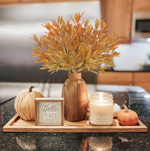 5 Stems Artificial Fall Greenery – 14.6" Olive Leaf Stems for Autumn Floral Arrangements, Thanksgiving Centerpieces, Fall Decor Bouquets, Rustic Orange - color: Olive - Rustic Orange