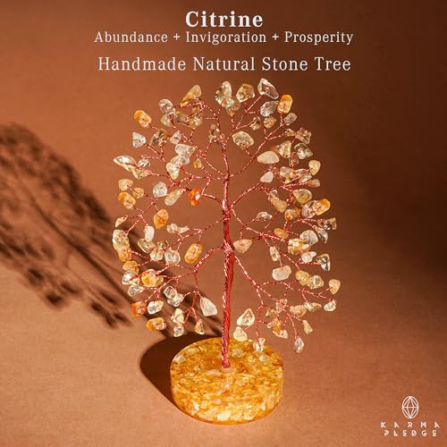 Citrine Crystal Tree of Life Birthday Gifts for Women, Men, Friends, Handmade Chakra Healing Crystals Tree for Home Office Decor, Positivity, Good Luck, Money, Unique Gifts for Her Mom, Sister, Dad - color: Orgone Base Citrine Crystal Tree