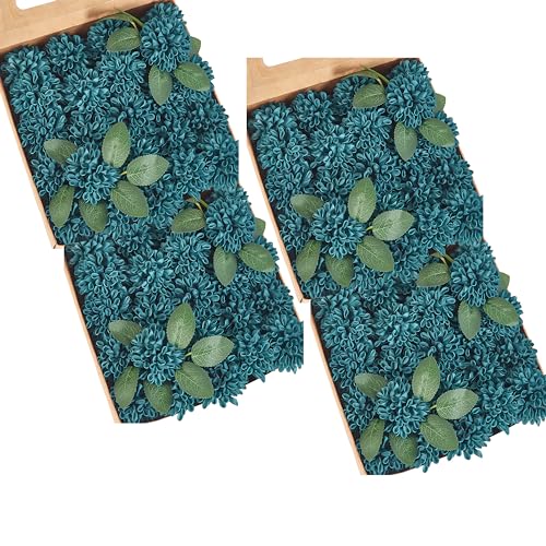 Artificial Flowers, 100pcs Rose for DIY Wedding Bouquets Centerpieces Arrangements, Dark Teal Dahlia Flowers with Stem Bridal Shower Party Home Decorations - color: Dark Teal Dahlia, size: 100pcs