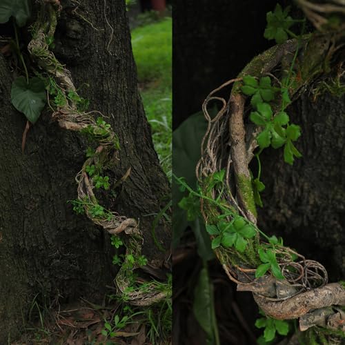 68.9inch Bendable Creepy Artificial Greenery Garland Faux Tree Trunk Branches Twigs Twisted Grape Vines Clover Leaves for Fireplace Mantel Halloween Wall Hanging Outdoor Baby Shower Party Swing Decor