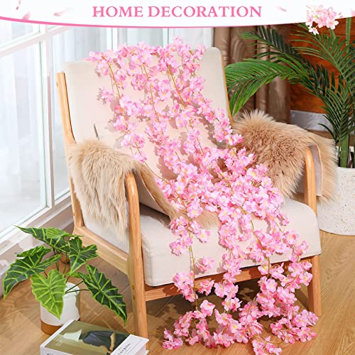 Nuenen 16 Pack 94.4ft Artificial Cherry Blossom Vines Cherry Blossom Flower Garland Hanging Silk Cute Room Decor for Japanese Kawaii Bedroom Party Wedding Spring Home Decorations (Pink) - color: Pink