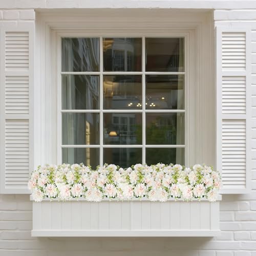 3 Pcs Silk Cemetery Flowers Artificial Geraniums for Outdoors UV Resistant Artificial Topiary Potted Faux Flowers for Planters Outdoor Hanging Front Porch Garden Patio Grave Decor Pink - color: Champagne Pink