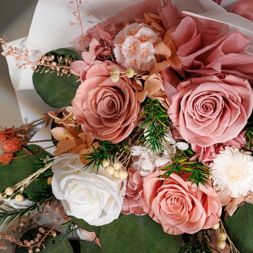 Perfectione Roses 4 Roses Mixed Bouquet for Mother's Day, Flowers for Delivery, Preserved Flowers Birthday Gift for Women Mom Wife Grandma Her, Dusty Rose - color: Dusty Rose 4 Roses