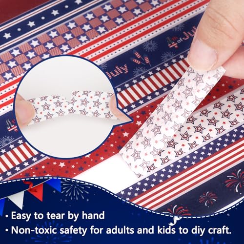 20 Rolls Washi Tape for Independence Day Patriotic Red Washi Tape Supplies Washi Stickers with July 4th Making Tape Craft Gifts for Kids DIY in Paper - style: Independence Day
