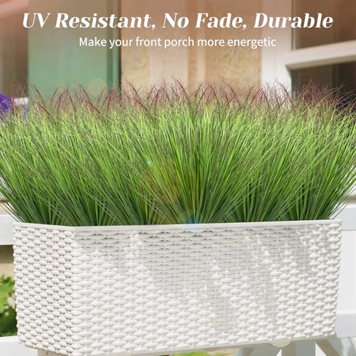 80 Bundles Fake Grass Plants Artificial Plants Outdoor Faux Plants Tall Shrubs Wheat Grass Greenery Stems UV Resistant Onion Grss For Outside Planters Indoor Room Vase Home Decor（Green Red Tail） - color: Green Red Tail, size: 80-Pack