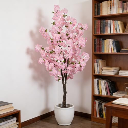 Pink Artificial Cherry Blossoms Tree Faux Cherry Blossom Tree Indoor Beautiful Trees for Home Christmas New Year Decor - color: Pink-ap27