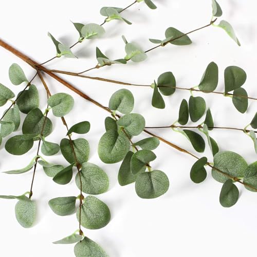 12 Pcs 27" Eucalyptus Stems Greenery Stems Eucalyptus Leaf Spray in Green Silk Plastic Plants Floral Artificial Plants for Home Party Wedding Decoration - color: Green -12 Pcs