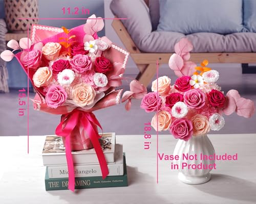 Lovenfold Flowers for Delivery Birthday Flowers Gift for Her,Preserved Flowers Bouquet 12 Roses Mixed Bouquet,Rose Gifts for Women Mom Grandma(Mixed 12 Pink-A Roses) - color: Mixed Pink