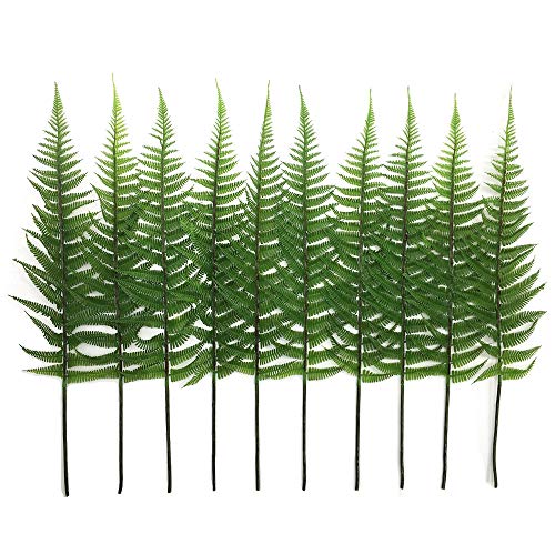 CATTREE Artificial Shrubs Leaves, Plastic Plants Fern Grass Leaf Fake Bushes Indoor Outdoor Garden Office Table Centerpieces Arrangements DIY Wreath Decoration Planter Filler - 10 Pack - color: Fern Leaves 10pcs