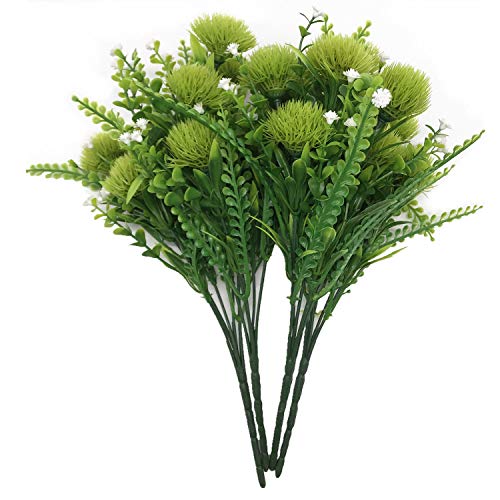 Artificial Flowers, Plastic Plants Dandelion Shrubs Grass Fake Bushes Home Garden Office Room House Outdoor Indoor UV Resistant Wedding DIY Decor Planter Filler Decoration - Green 4 Pack - color: Dandelion/ Green/ 4 Pack