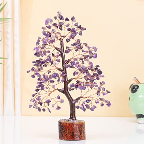 Crocon® Amethyst Crystals Tree, Birthday Gifts for Women & Men, Purple House Decor for Shelf Healing Crystals, Spiritual Gift Purple Decor, House Warming Gifts New Home, Birthday Gift for Mom Sister - color: Bg Amethyst (Copper Wire)