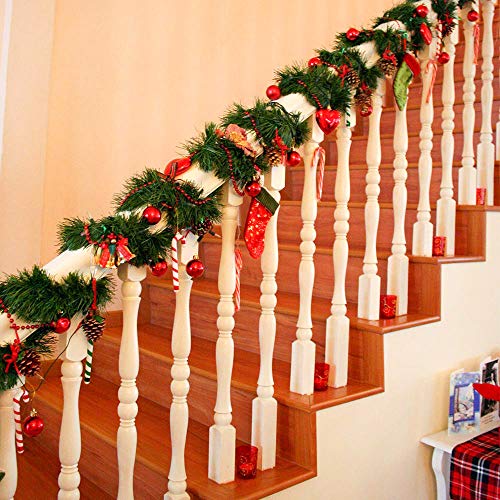 DearHouse 16.4 Foot Christmas Garland Decorations with 50 LED Light, Green Holiday Decor for Outdoor or Indoor Home Garden Artificial Greenery, or Holiday Party Decorations