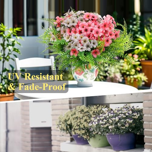 Mixed Color Artificial Flowers and Plant - Realistic Fade Resistant Fake Flowers for Indoor Outdoor Home Wedding Garden Party Decor - Spring Summer | 15 Bundles Without Pot - color: Mixed Colors(light Pink, Green, White), size: 15 Bundles
