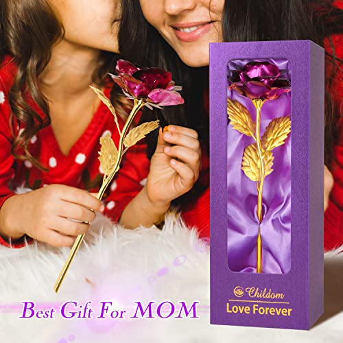 Childom Mothers Day Rose Gifts for Mom,Birthday Gifts for Women,Mothers Day Flowers Gifts for Mom from Daughter Son,Purple Artificial Flowers Gift for Her,Wife,Grandma,Christmas,Valentines,Anniversary - color: Purple