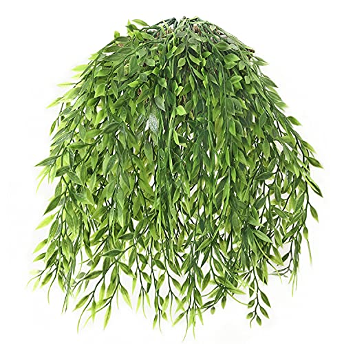 Artificial Plants Hanging, for Christmas Decorations Fake Vines Plastic Ivy Greenery Garland Faux Vine Grass Flowers Leaves Outdoor Indoor Home Garden Party Wedding Bedroom Wall Decor - Green 4 Pack - color: Hanging Willow/ 4 Pack