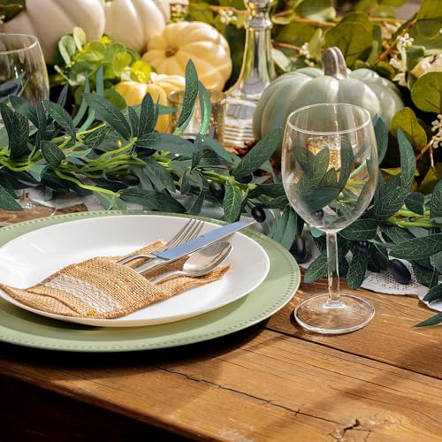 Giegxin 2 Pcs Total 10 ft Artificial Olive Leaf Vine Artificial Garland Hanging Green Vine with Fake Fruits Greenery Olive Leaves Decor for Wedding Backdrop Home Office Garden Wall Door - size: 10 ft