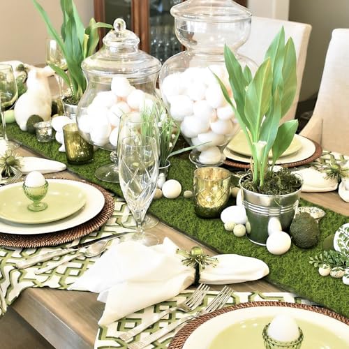 Fake Moss Dark Green 39" x 39" Faux Moss for Decorating Artificial Grass for Indoor Plants Wall Crafts DIY Table Centerpieces Table Runner Fairy Woodland Garden Floral Wedding 100x100cm - size: Green-39" x 39"/100x100 cm