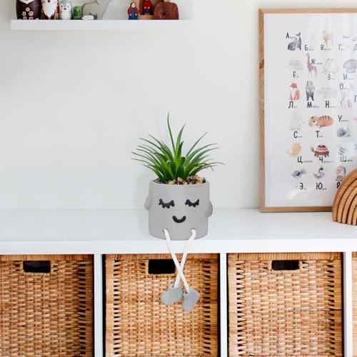 Cute Artificial Succulents Plants in Cement Pots with Hanging Legs - Small Fakeplants Kitchen Shelves Decor, Bathroom Shelf Decoration, Shelf Decoration Accents, Office Wall Decor - Set of 1 - color: 1pcs-shy