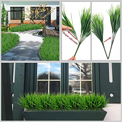 Artificial Plants, Fake Plastic Greenery Faux Shrubs Bushes Wheat Grass Outdoor Window Box Verandah Hanging Planter Decor Indoor Outside Home Garden UV Resistant Wedding DIY Decoration - 4 Pcs - color: Wheat Grass / 4 Pack