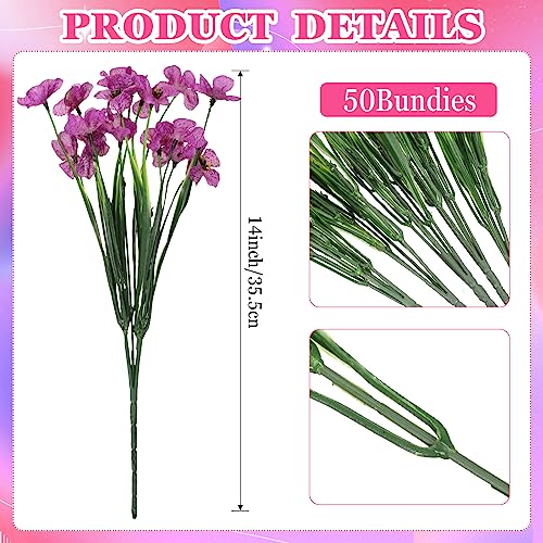Lyrow 100 Bundles Violet Artificial Flowers, UV Resistant Faux Flowers Outdoor, Faux Silk Flowers, Fake Violet Flowers Bulk for Front Porch Hanging Garden Courtyard Farmhouse Home(Colorful) - color: Colorful
