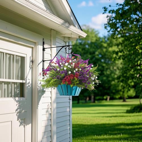 Grunyia 20Pcs Artificial Flowers for Outdoor UV Resistant & Waterproof, Realistic Fade-Proof Faux Greenery Shrubs Hanging Plants for Garden Porch Yard Lawn Patio Decorations (Vibrant Colors)