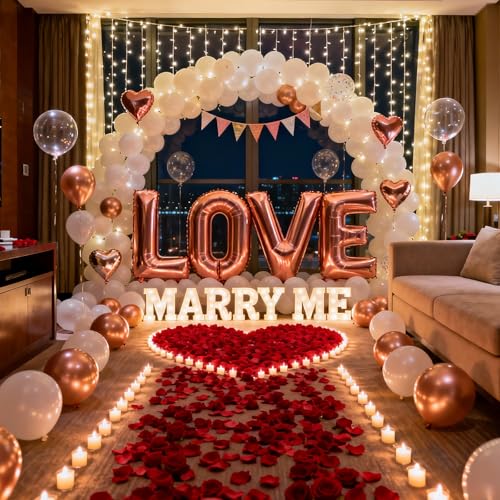 Anwyll 3000Pcs Red Rose Petals - Artificial Faux Flowers Fake Rose Petals for Wedding Proposal Engagement Romantic Night Anniversary Valentine's Galentine's Day Decoration Home Room Party Decor - color: Red