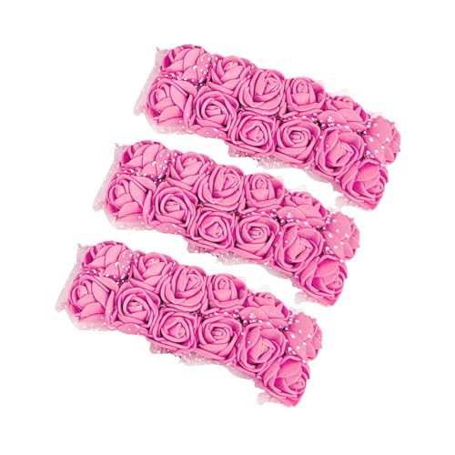 36 Pcs Mini Artificial Rose Flower Heads - 25mm Faux Roses for DIY Wedding Decor, Hair Clips, Cake Toppers, and Party Crafts (36, Pink) - color: Pink
