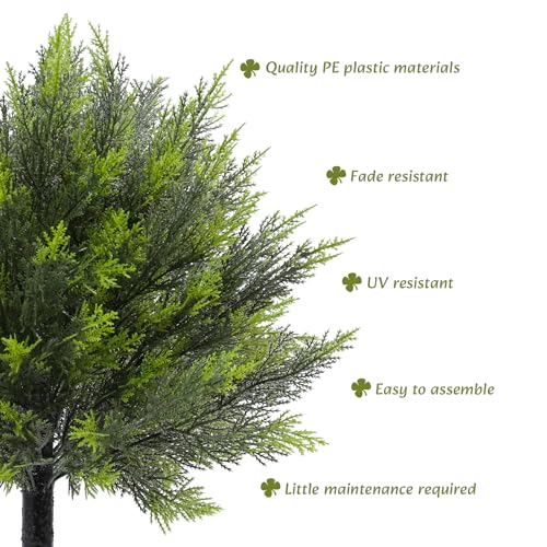 Bdor 24" Artificial Cedar Topiary Bush with Ground Stake, UV Resistant Fake Cedar Shrubs for Outdoors, Weatherproof Faux Greenery Plants for Garden, Patio, Yard, 2 Pack - style: cedar