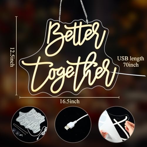 18 Pcs 24"x16" Artificial Grass Wall Panel, Neon Sign 16.5" x 12.2" with Dimmable Switch for Indoor Outdoor Patio Balcony Greenery Garden Privacy Fence Party Wedding Birthday Decor(Better Together) - style: Better Together