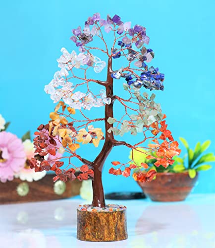 Crocon® 7 Chakhra Crystals Tree, Birthday Gifts for Women & Men, House Decor for Shelf, Healing Crystals, Spiritual Gift Decor, House Warming Gifts New Home, Birthday Gift for Mom Sister - color: Seven Chakra (Copper Wire)