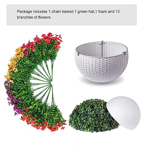 HyeFlora Artificial Faux Hanging Plants Flowers Basket for Outdoor Outside Spring Summer Decoration, Fake Silk UV Sun Resistant Realistic Colorful Daisy for Porch Patio Balcony Home - color: Mixed Color