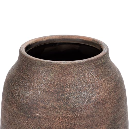 Briful Rustic Ceramic Vase 7” Tall – Handcrafted Vintage Pottery Flower Vase with Distressed White-Wash Finish – Farmhouse Decorative Accent for Table, Shelf, Mantel (Not Watertight), Brown - color: Brown, size: 7 Inch