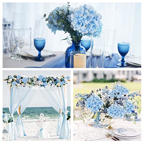 JPSOR 40pcs Artificial Hydrangea Silk Flower Heads with Stems, Fake Flowers for Wedding Centerpiece Home Garden Party Decoration (Blue) - color: Blue