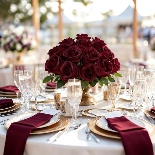 12Pcs Realistic Fake Roses Faux Flowers with Long Stems, Artificial Silk Rose Flowers for Valentines Day Home Wedding Decor Bridal Bouquet (Dark Red) - color: Dark Red