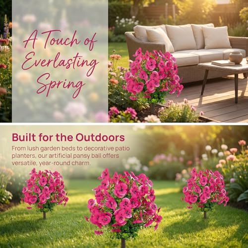 Outdoor Artificial Simulated Trees 2-Piece Set, UV-Resistant Simulated Boxwood Fake Shrubs with Ground Stakes for Outdoor Porch & Garden Decoration (Phalaenopsis Rose Red) - color: Phalaenopsis Rose Red