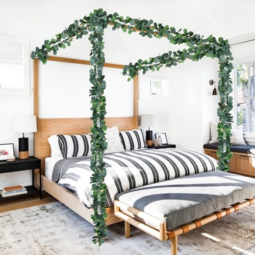 DearHouse 86 Feet 12 Strands Artificial Eucalyptus Leaf Plants Vine Hanging Eucalyptus Garland for Home Kitchen Office Wedding Wall Decor - size: 12pcs Eucalyptus Vine