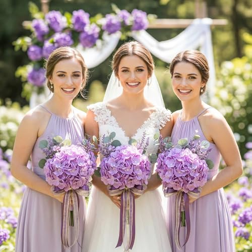 Auihiay 64pcs Hydrangea Artificial Flowers, Purple Artificial Hydrangea Flowers, Silk Hydrangea Heads with Stems for Garden, Home Party Baby Shower DIY Wedding Centerpiece (Purple) - color: Purple